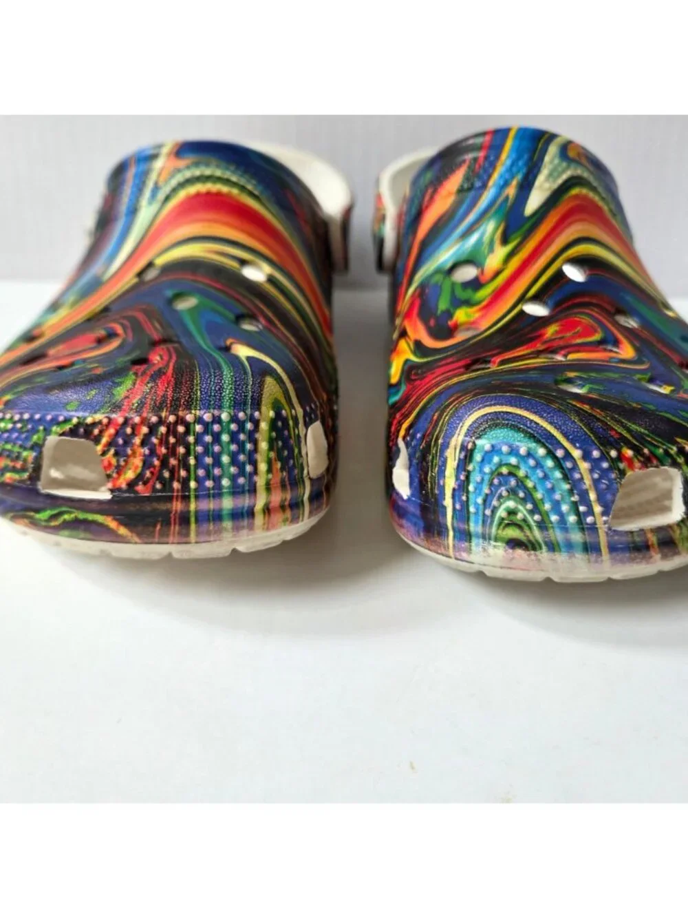 Crocs Shoes J 4 Marbled Tie Dye Out Of This World Rainbow Swirl Comfort Clogs